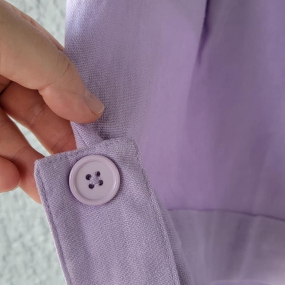 Purple 55% Linen Shorts - Picture 2 of 9